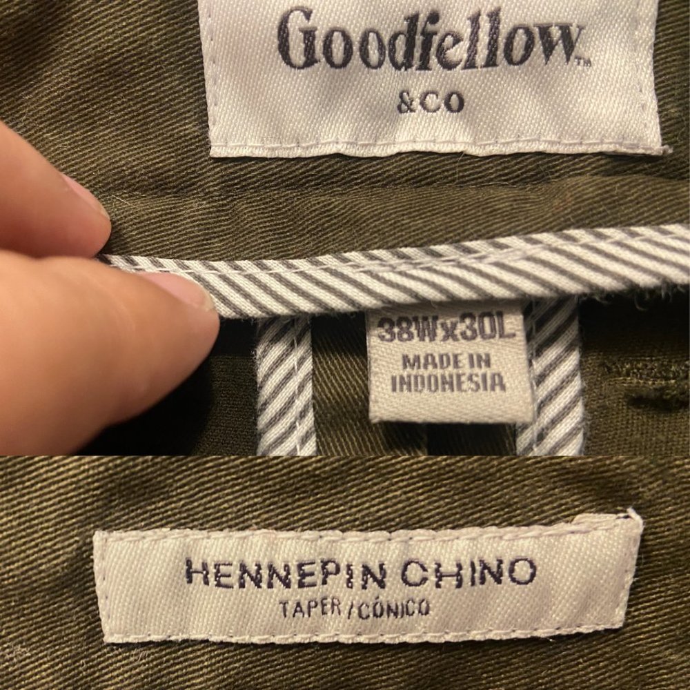 Goodfellow & Co. brown Hennepin Chino taper ankle midrise pants sz 38 x 27 - Picture 5 of 8